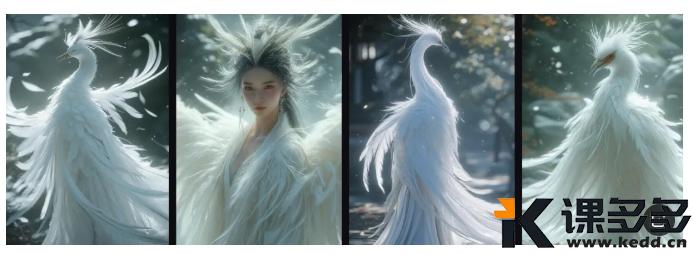（附提示词）山海经神兽AI生成，雪白神鸟图片绘画-课多多