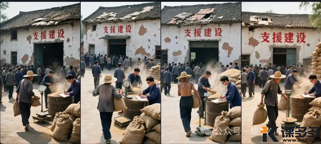 图片[5]-穿越时空的震撼！AI技术复刻70年代”交公粮”热血场景！！-课多多