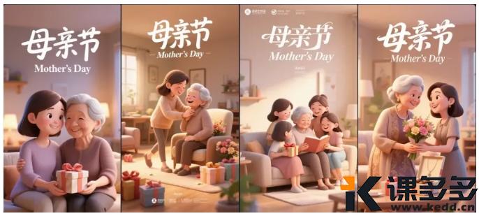 图片[7]-（附提示词）即梦3.0创意海报设计，用AI设计母亲节海报，营销海报也能一键生成！-课多多