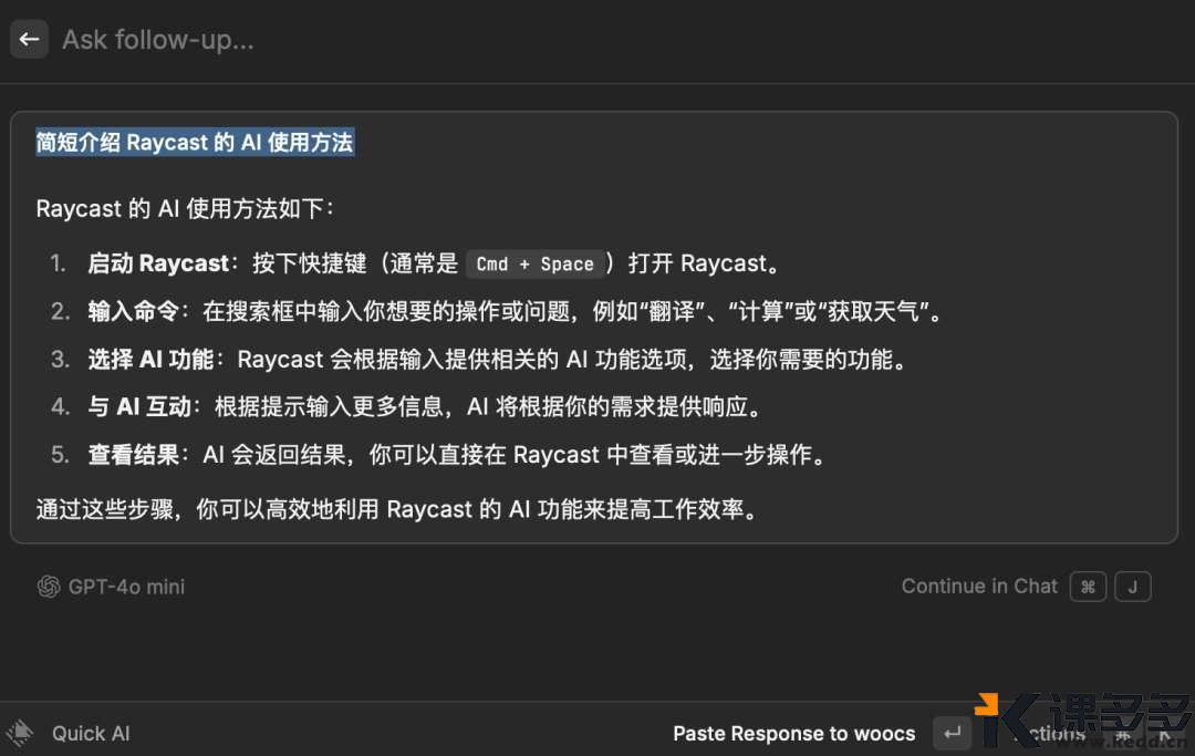 null Raycast AI 样例