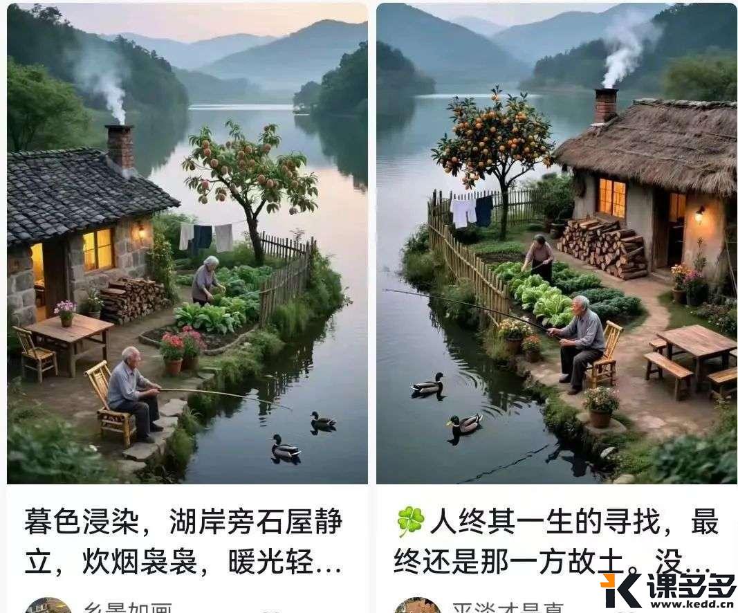今天拆解的是：四季农村小院视频，3秒勾起你的乡愁，轻轻松松10万+-课多多