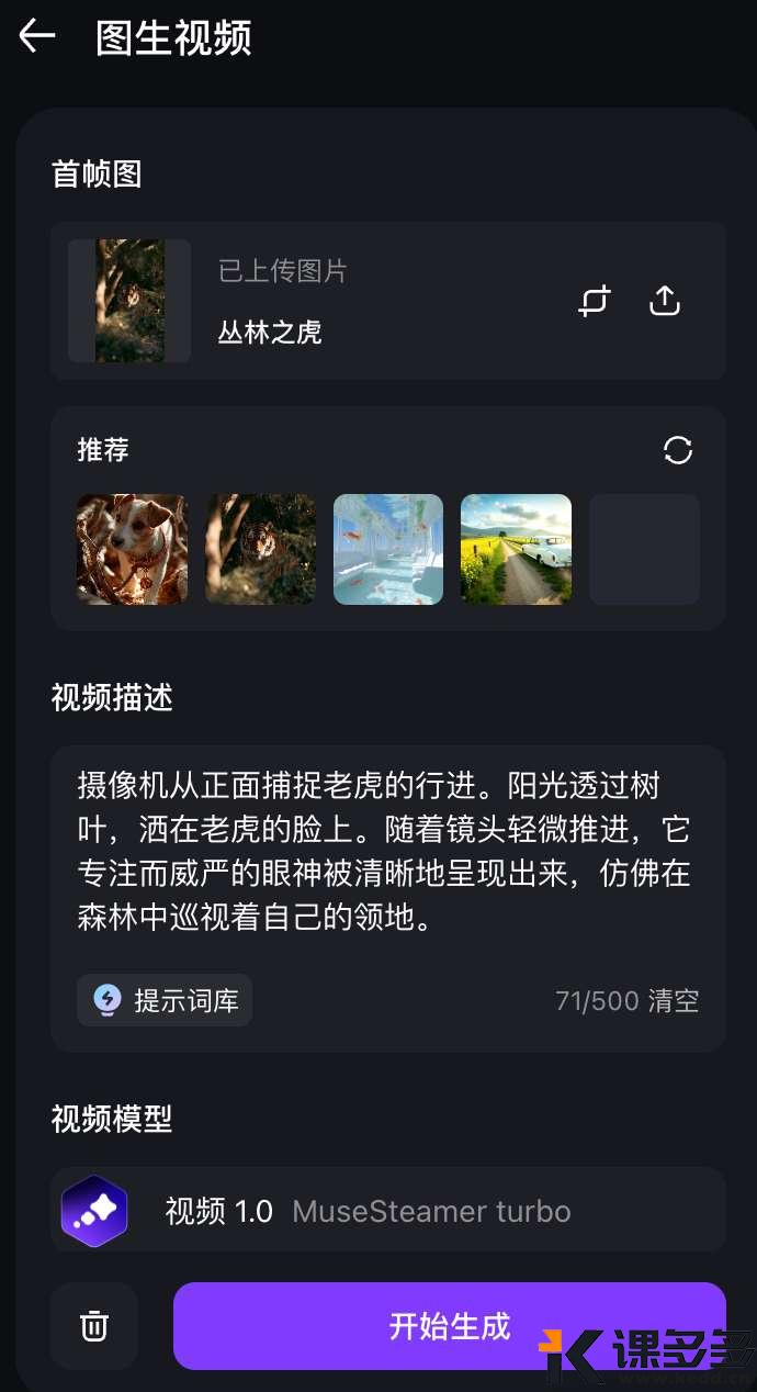 null 图生视频生成界面