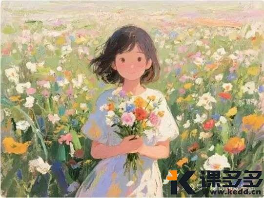 小孩拿着花 AI 生成的内容可能不正确。