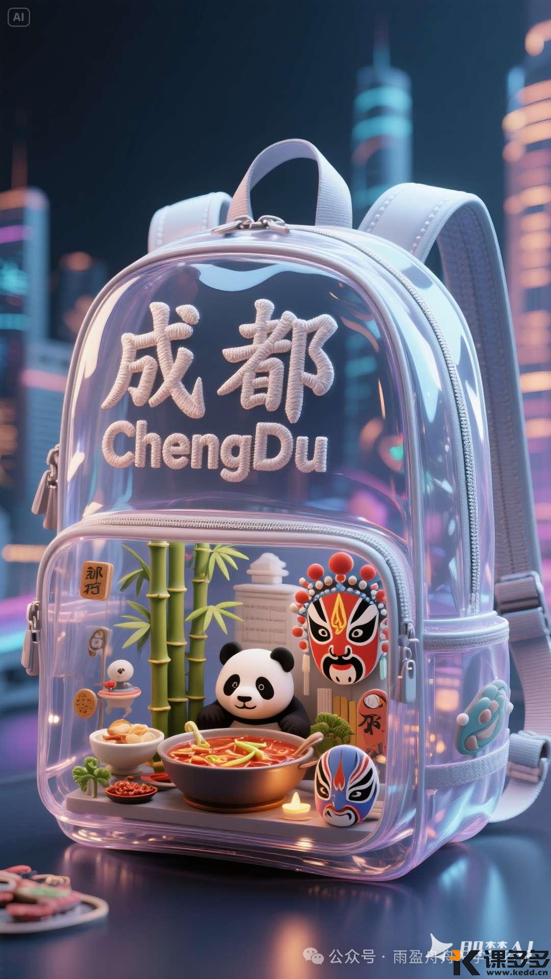 更好看的文旅书包来了,即梦 AI 制作城市特色书包(附提示词)-课多多
