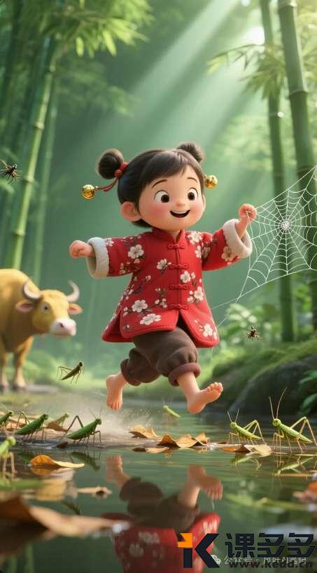 3D皮卡斯风格来了!做AI古诗不知道怎么画人物主体?用这套模板3分钟批量生产-课多多