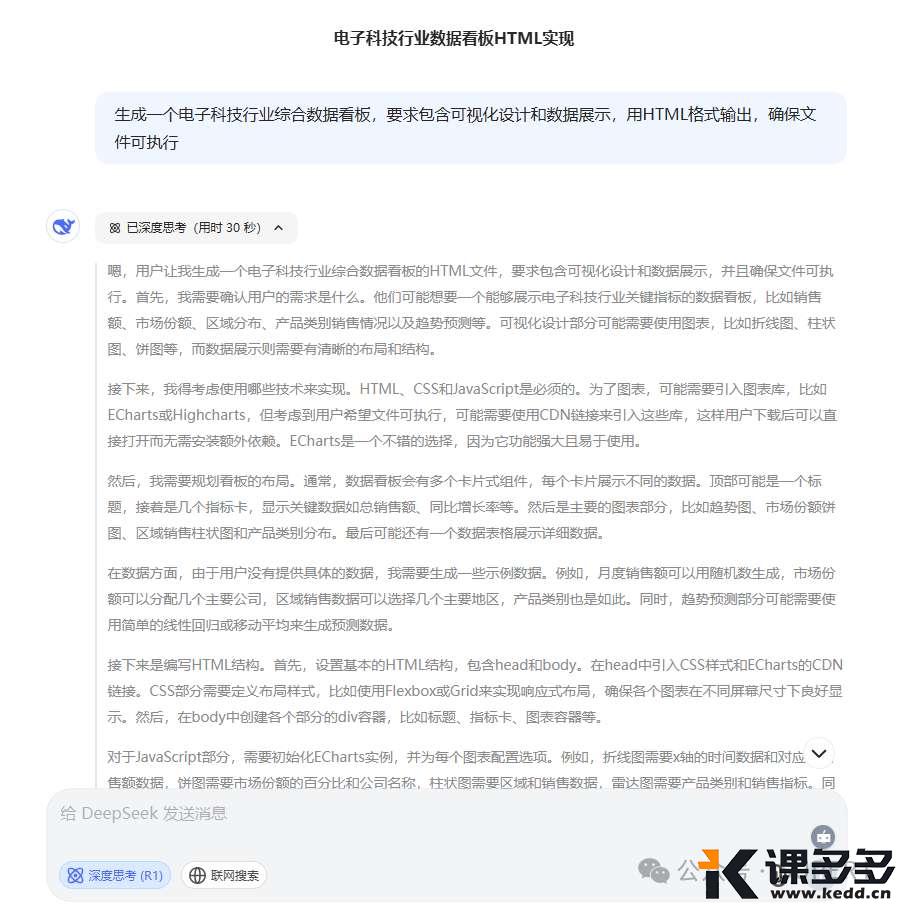 用Deepseek直接快速生成各种可视化图表,10+图表一键生成,真的太好用了(附流程)-课多多
